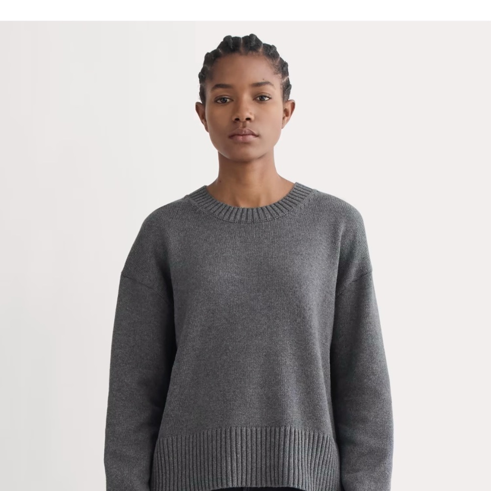Everlane Everyday boxy sweater in everyday cotton — S Light Grey
